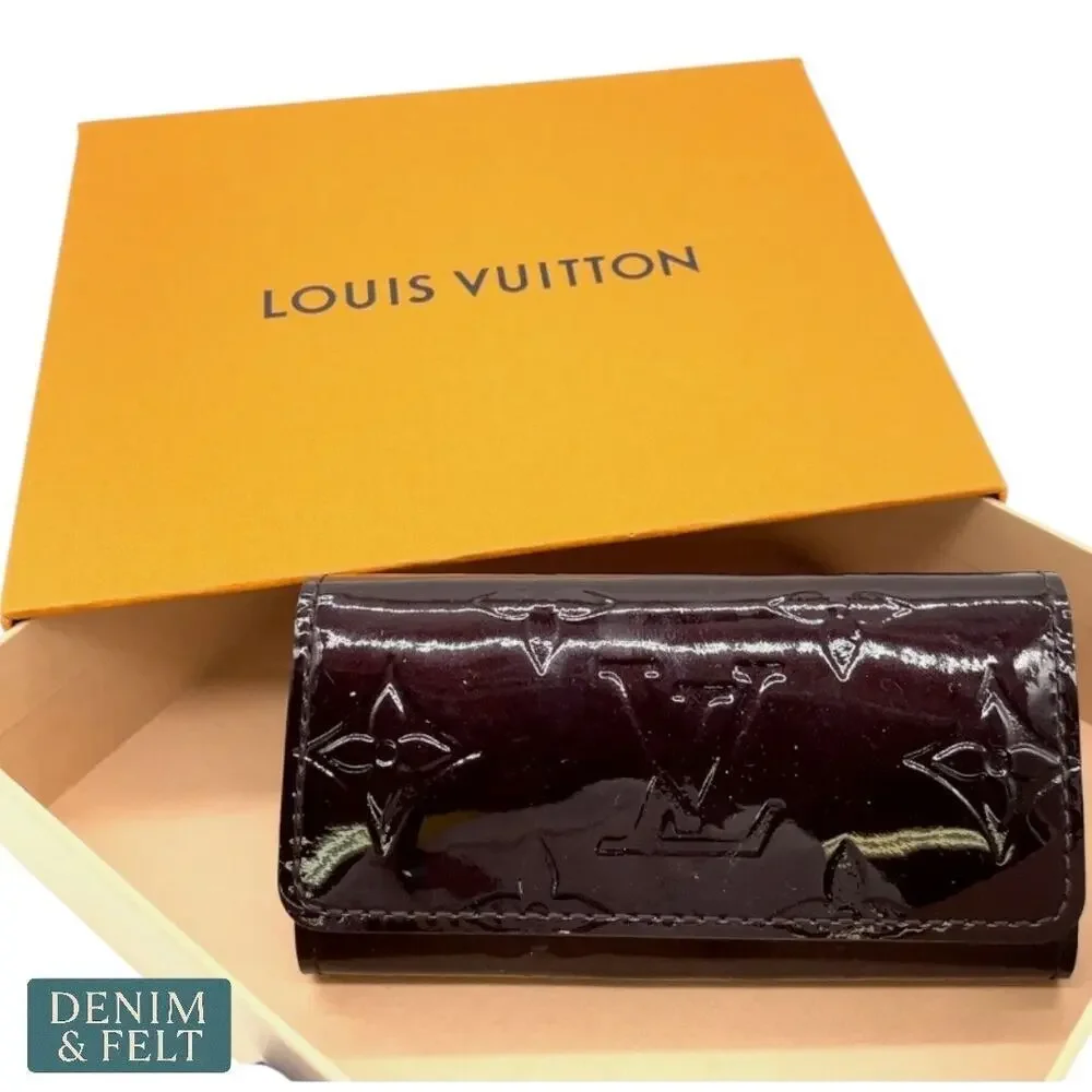 Louis Vuitton Vernis 4 Key Holder Amarante Monogram‎ Patent Leather Wallet
